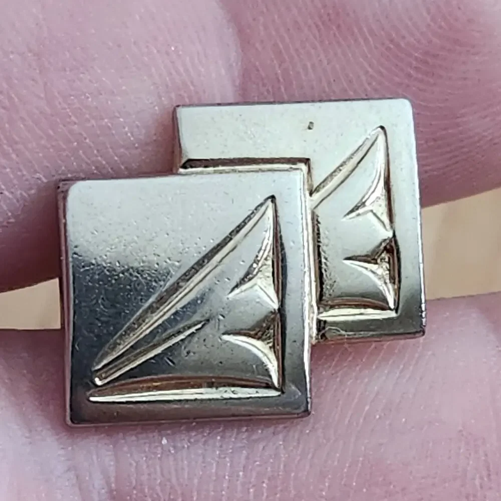 Men's Vintage Gold Tone Square Cufflinks Geometric Modernist Swivel Back Set
